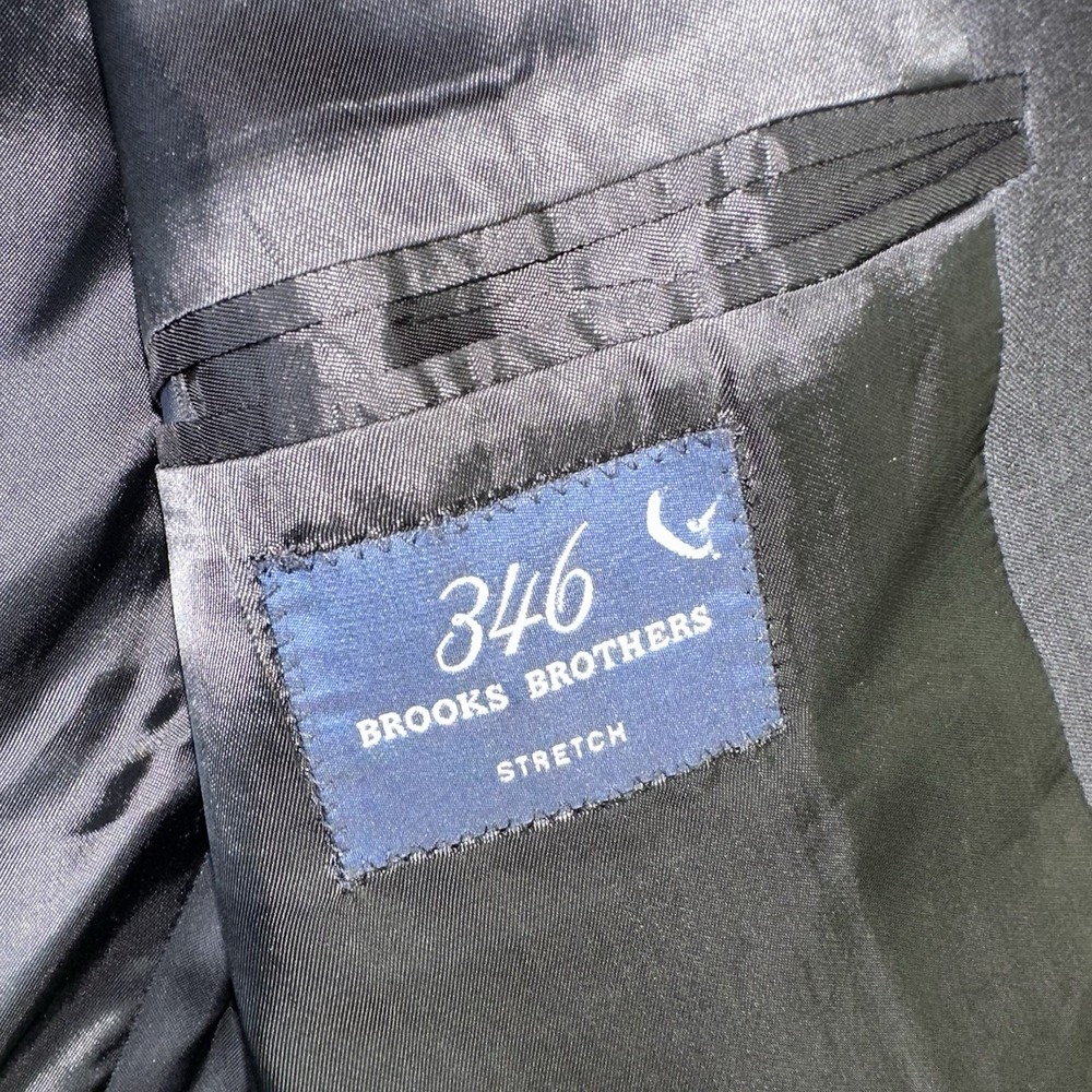 Brooks Brothers 346 Stretch 43R Black Wool Blend Button Blazer Sport Coat Jacket - Picture 8 of 11